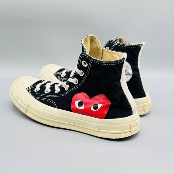 Converse Shoes Womens 8 Black Comme Des Garcons Play Chuck 70 High Top Sneakers - Picture 4 of 10